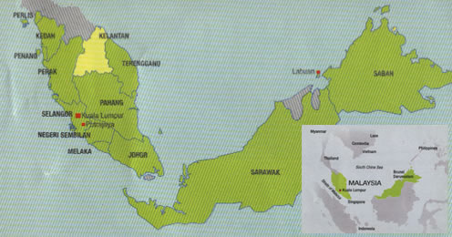 Location of Kelantan in Malaysia