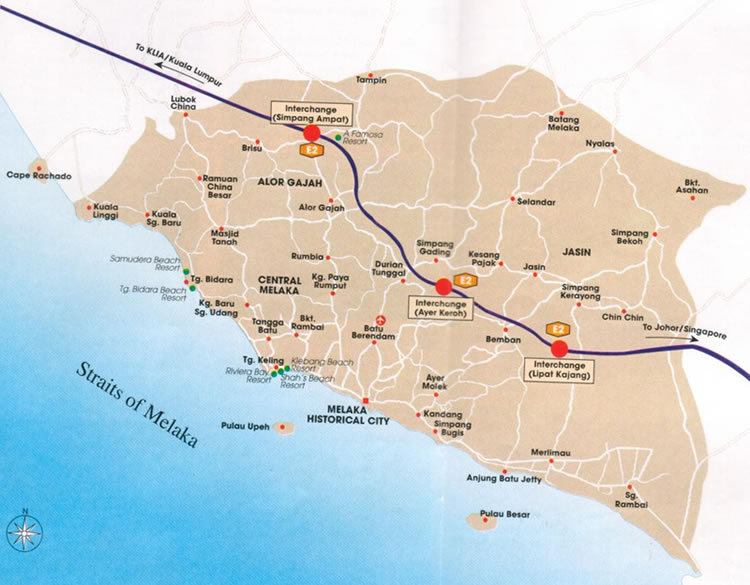 melaka travel map